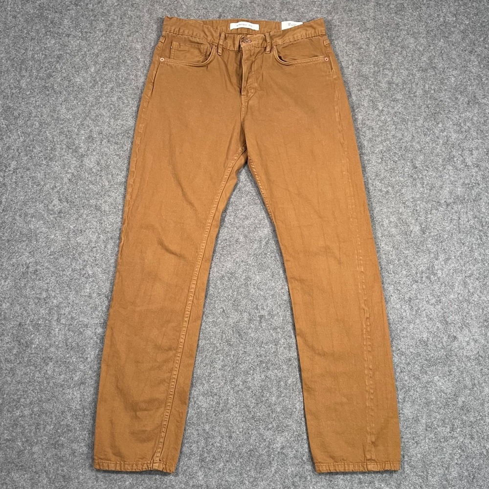 Billy Reid Khaki Brown Button-Fly Straight Cut 5-Pocket Pants Men's Size 27x28‎